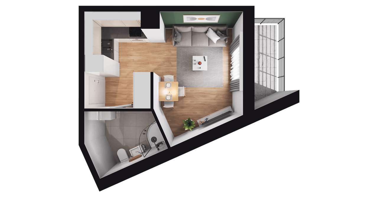 1-pokojowe mieszkanie 25m2 + balkon Bez Prowizji - Pełny obrazek: 2/8