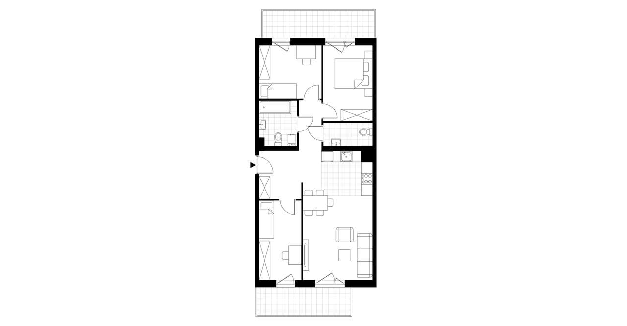 4-pokojowe mieszkanie 72m2 + 2 balkony - Pełny obrazek: 3/8