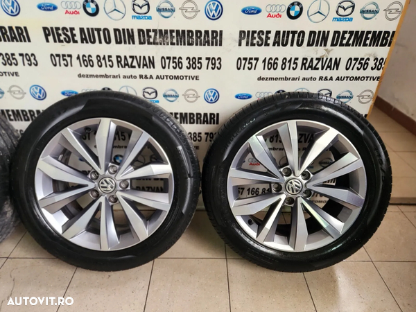 Set Jante Aluminiu R17 Vw T Roc T Cross Caddy Jetta Golf Tiguan Touran Scirocco Etc Cu Anvelope Vara Pirelli Dot 1318 - Dezmembrari Arad - 5