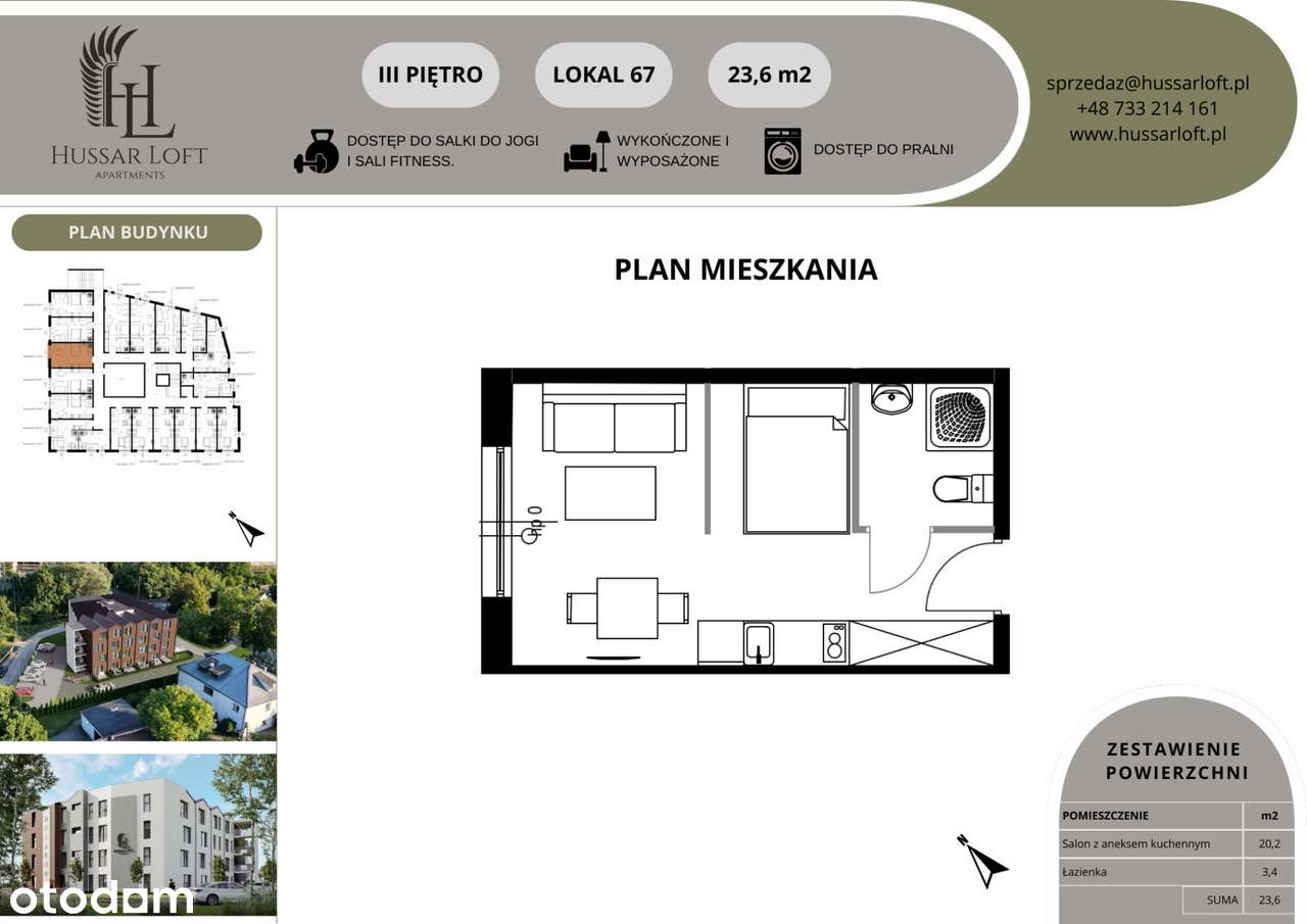 1-pokojowe mieszkanie 23m2 Bez Pośredników - Pełny obrazek: 3/5
