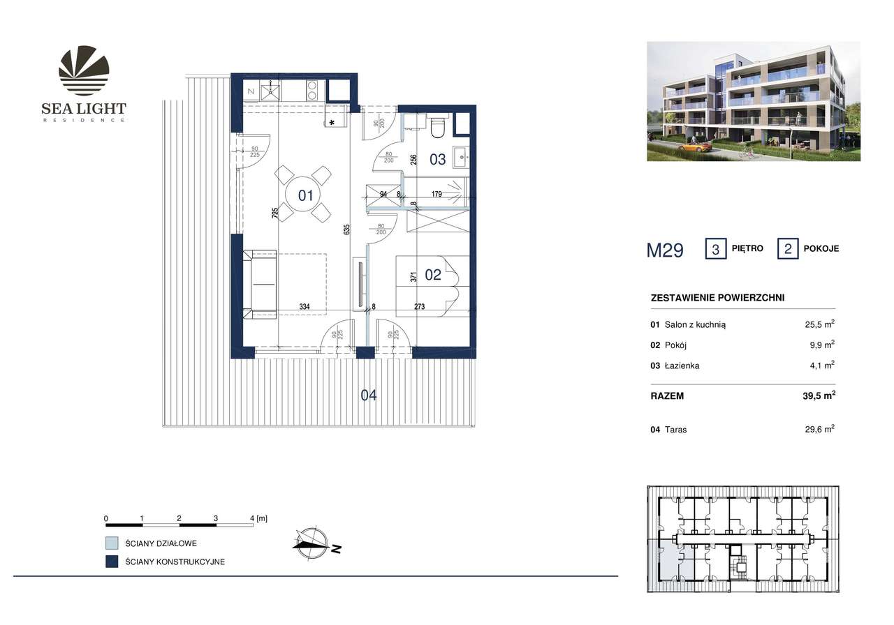Apartament tuż przy plaży 39,5m2 z tarasem 29,6m2, cena z 23% VAT - Pełny obrazek: 2/12