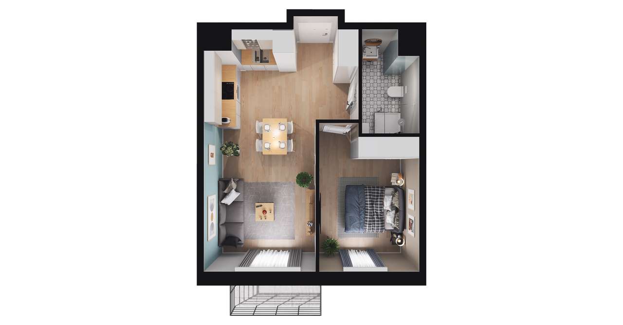 2-pokojowe mieszkanie 40m2 + balkon Bez Prowizji - Pełny obrazek: 2/6