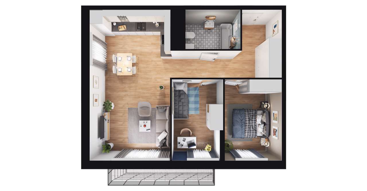 3-pokojowe mieszkanie 59m2 + balkon Bezpośrednio - Pełny obrazek: 3/9