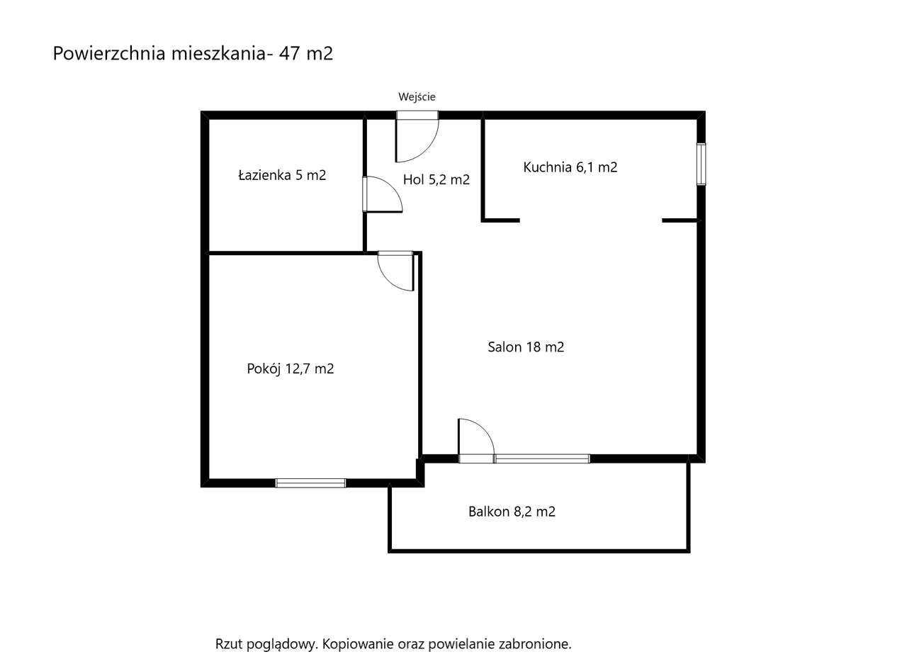 Ciche mieszkanie 47 m2- dwa pokoje. Wysoki standard wykończenia.-19