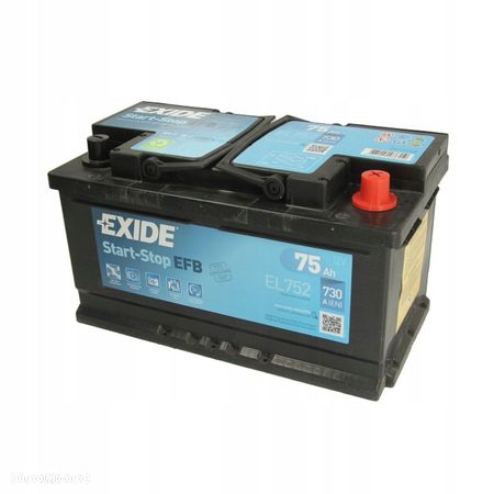 Akumulator Exide EFB 12V 75Ah 730A P+ START/STOP MOŻLIWY DOWÓZ MONTAŻ - 1