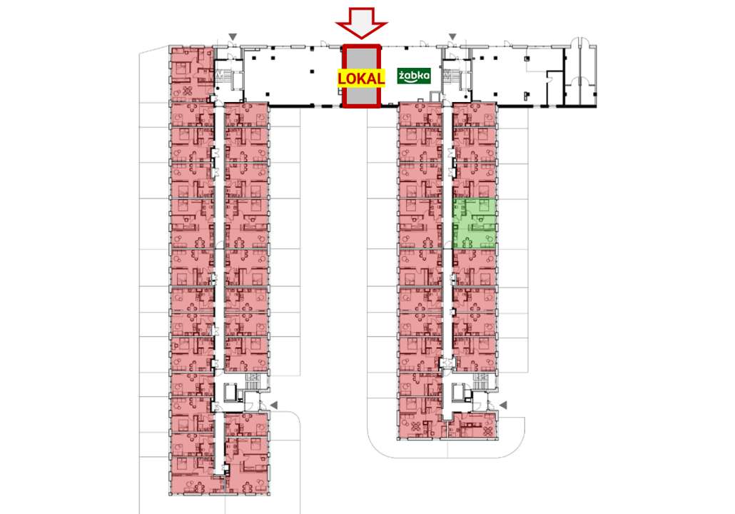 Duża witryna I Apart BELG I Widoczny lokal I obok Żabka - Pełny obrazek: 5/9