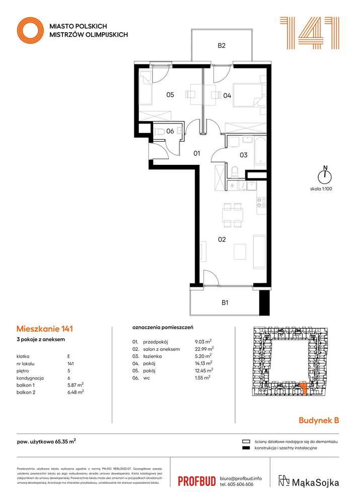 3-pokojowe mieszkanie 65m2 + 2 balkony - Pełny obrazek: 2/9