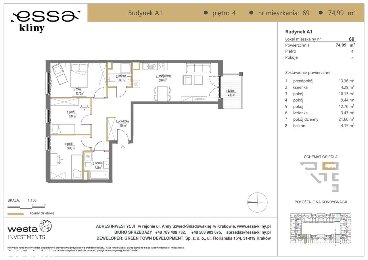 4-pokojowe mieszkanie 74m2 + balkon Bez Prowizji - Pełny obrazek: 2/7