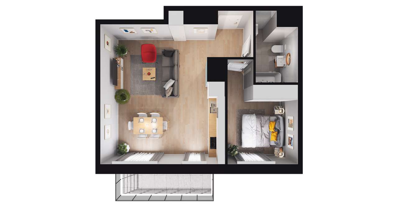 2-pokojowe mieszkanie 44m2 + balkon Bez Prowizji - Pełny obrazek: 2/8