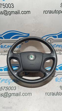 VOLANTE GUIADOR COMPLETO SKODA OCTAVIA II 2 MK2 1Z0419091 PELE AIRBAG - 6