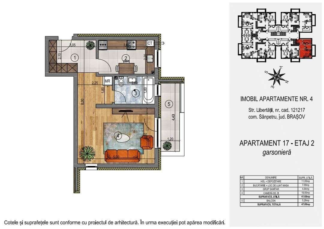 Garsonieră etaj 2 Orizont Residence Sânpetru (preț fără TVA) - Imagine principală: 4/13