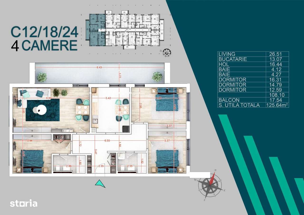 Titan 4 camere decomandat 125 mp PREMIUM tip  SMART HOME - Imagine principală: 2/20