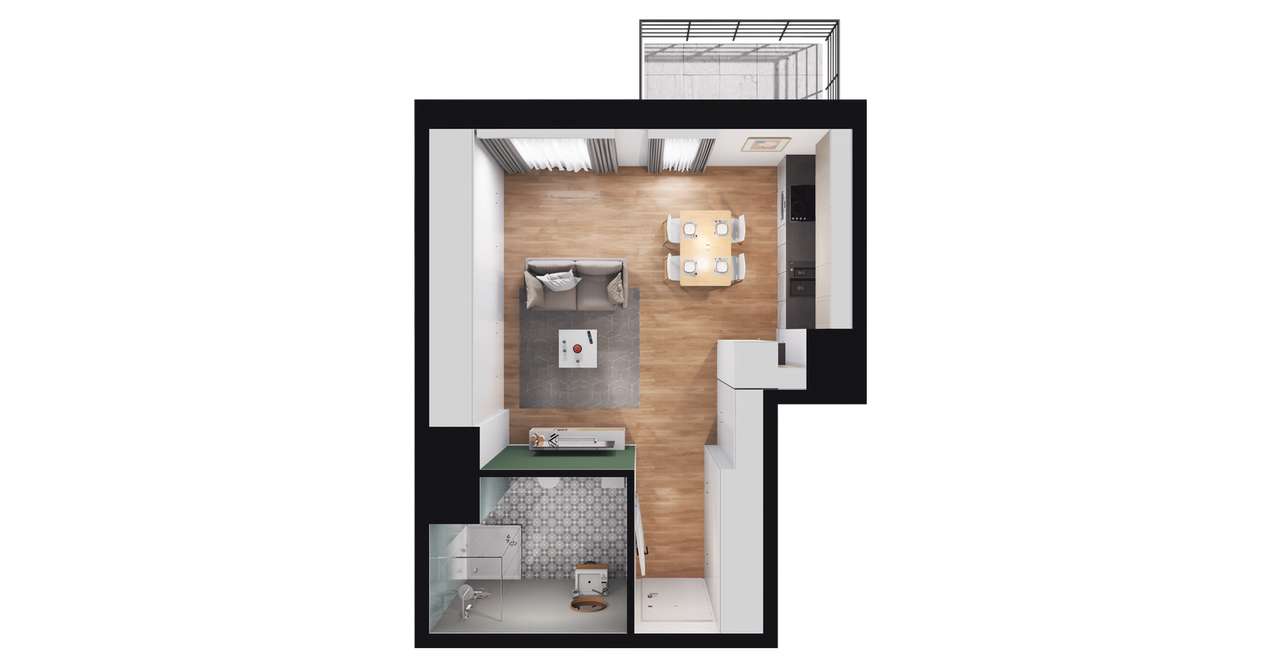 1-pokojowe mieszkanie 33m2 + balkon - Pełny obrazek: 2/8