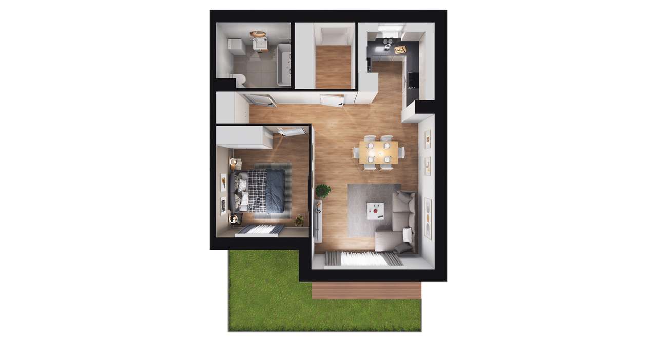 2-pokojowe mieszkanie 49m2 + ogródek Bez Prowizji - Pełny obrazek: 2/8