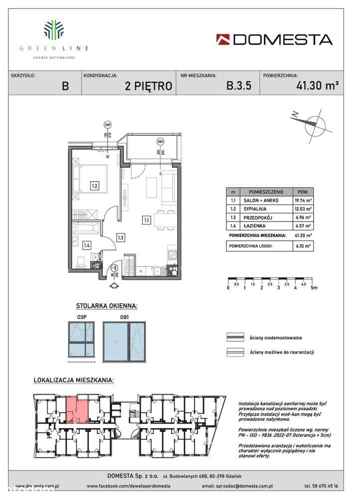 2-pokojowe mieszkanie 41m2 + loggia Bezpośrednio - Pełny obrazek: 2/7