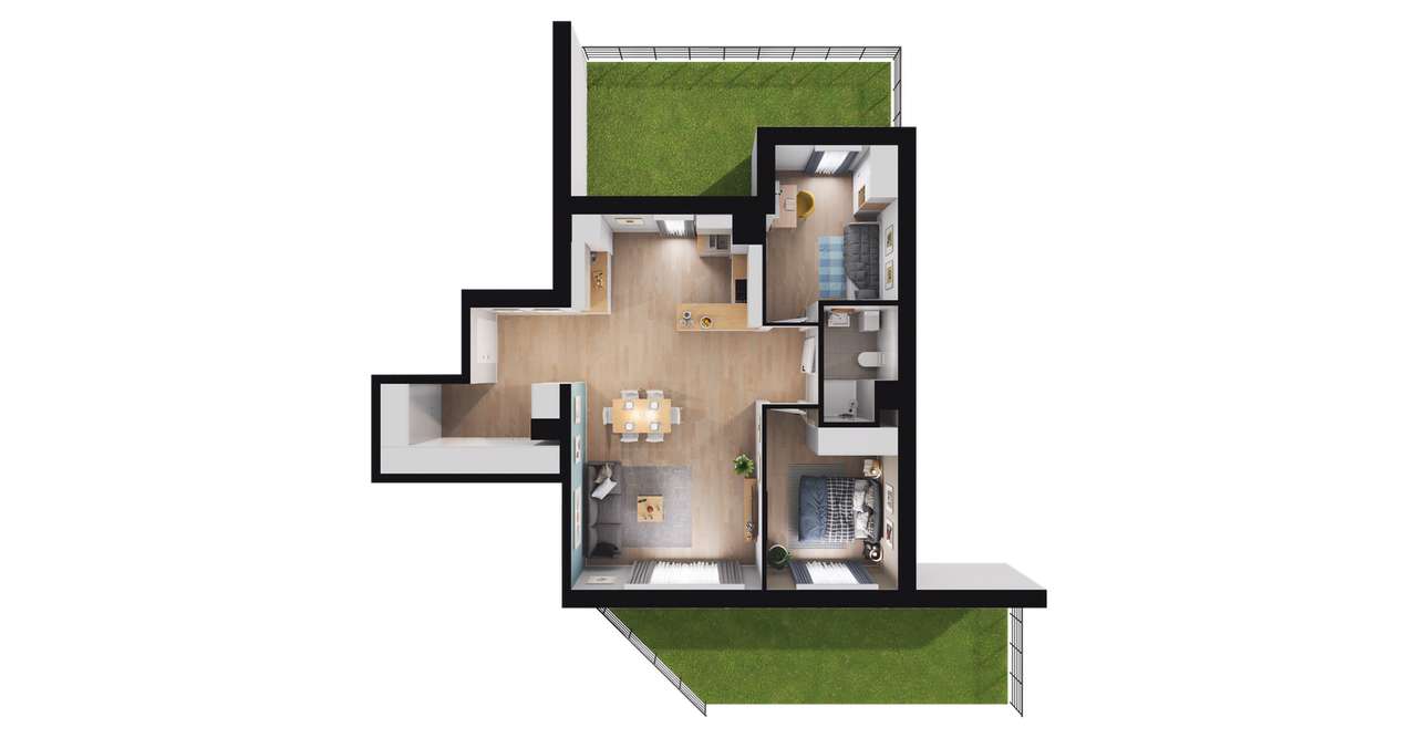 3-pokojowe mieszkanie 72m2 + 2 ogródki - Pełny obrazek: 2/7