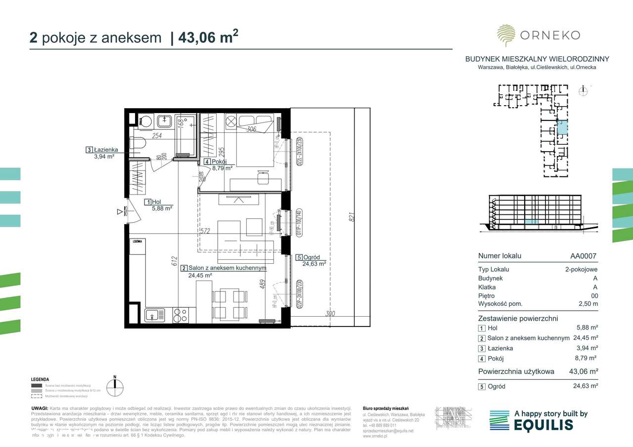 2-pokojowe mieszkanie 43m2 + ogródek Bez Prowizji - Pełny obrazek: 2/7