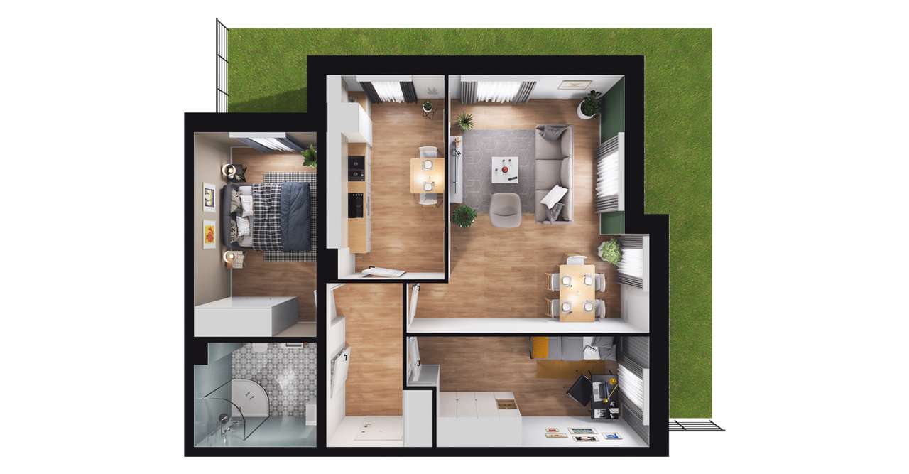 3-pokojowe mieszkanie 62m2 + ogródek Bez Prowizji - Pełny obrazek: 2/6