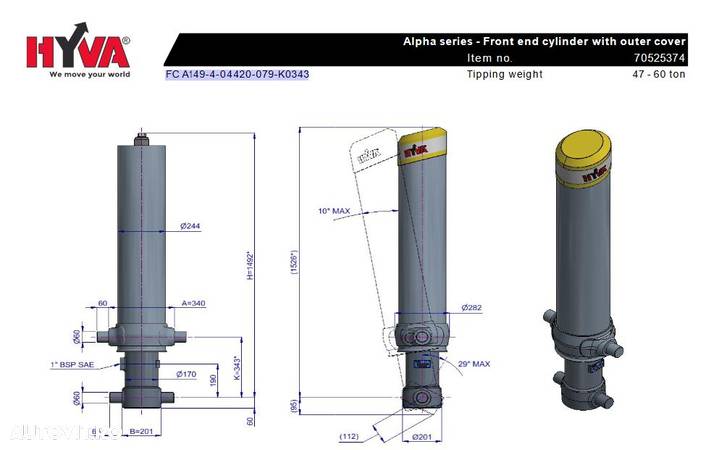 Cilindru basculare hyva 70525374 FC A149-4-04420-079-K0343 - 1