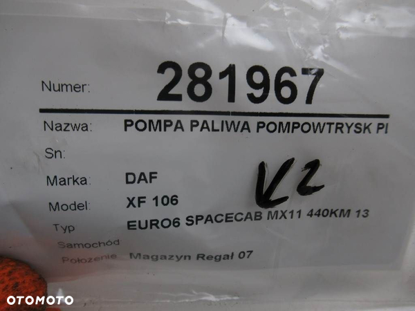 POMPA PALIWA POMPOWTRYSK PLD DAF XF 106 2013-2022 - 11