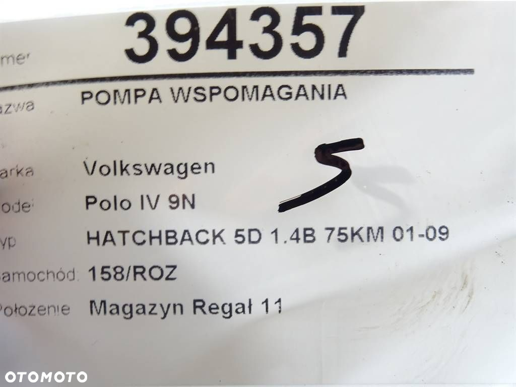 POMPA WSPOMAGANIA VW POLO (9N_, 9A_) 2001 - 2014 1.4 16V 55 kW [75 KM] benzyna 2001 - 2008 - 5