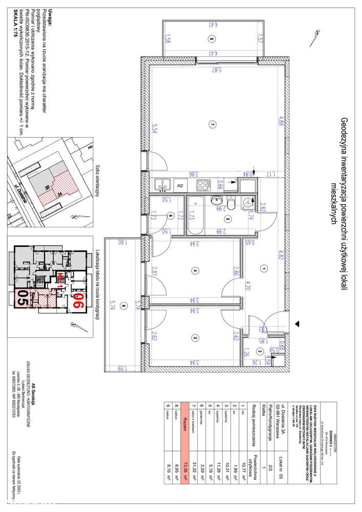 3-pokojowe mieszkanie 73m2 + 2 balkony - Pełny obrazek: 2/9