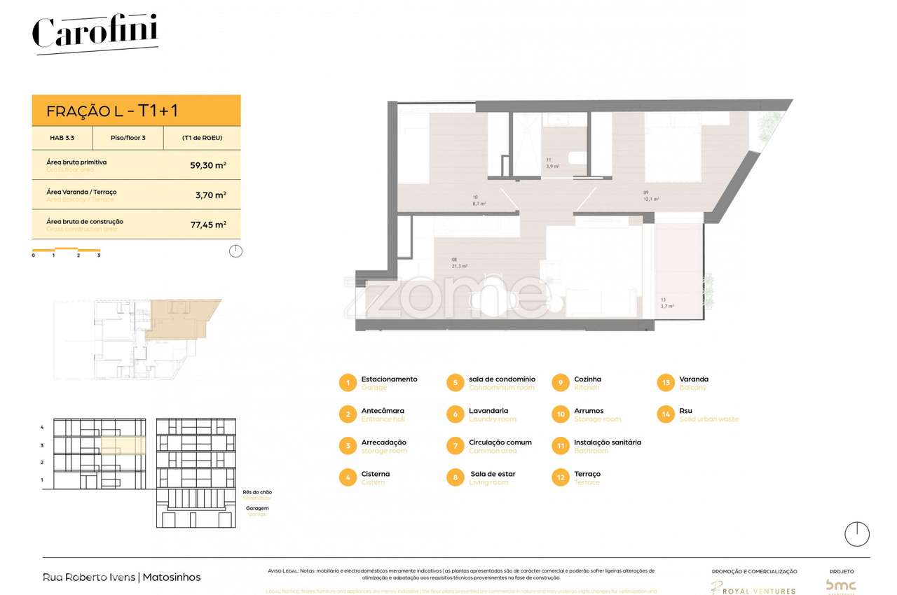Carofini Apartamento T1+1 frente Matosinhos Sul (Fração L) - Grande imagem: 2/18