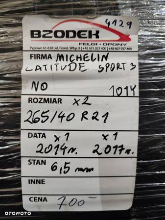 OPONY 2X 265/40/21 MICHELIN LATITUDE SPORT 3 NO - 6