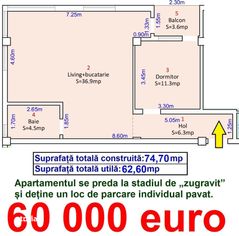 Apartament 2 camere + parcare privata! Vasile Aaron - Rahova