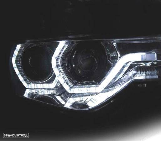 FARÓIS PARA BMW F30 F31 11-15 XENON AFS ANGEL EYES LED DRL CROMO - 3