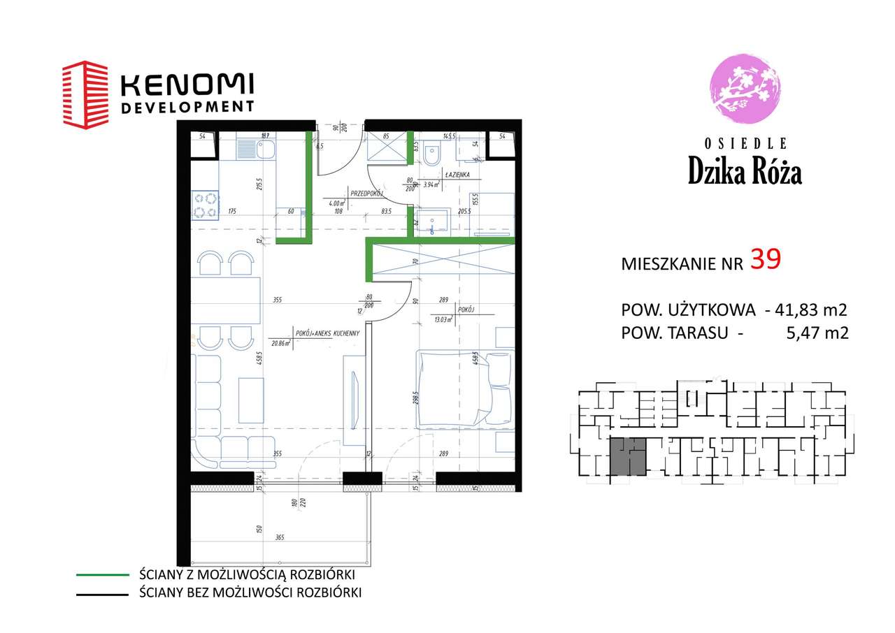 2-pokojowe mieszkanie 42m2 + taras Bez Pośredników - Pełny obrazek: 2/4