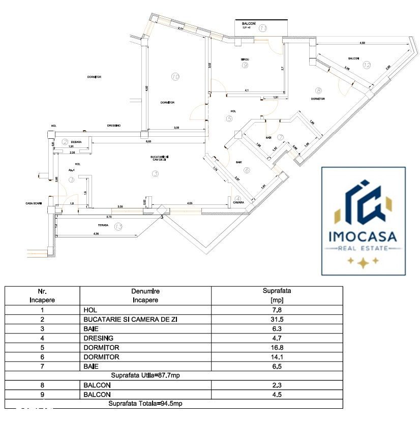 De vânzare apartament 4 camere, 2 baii, parcare micalaca Arad