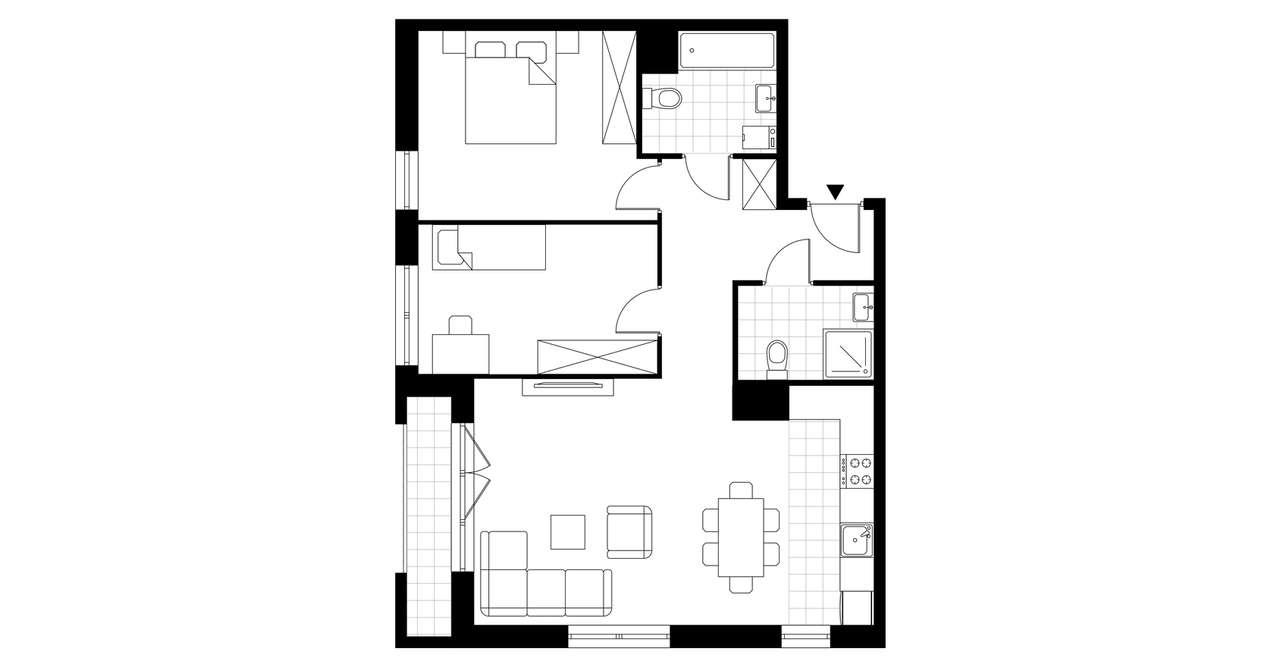 3-pokojowe mieszkanie 70m2 + loggia Bezpośrednio - Pełny obrazek: 3/8