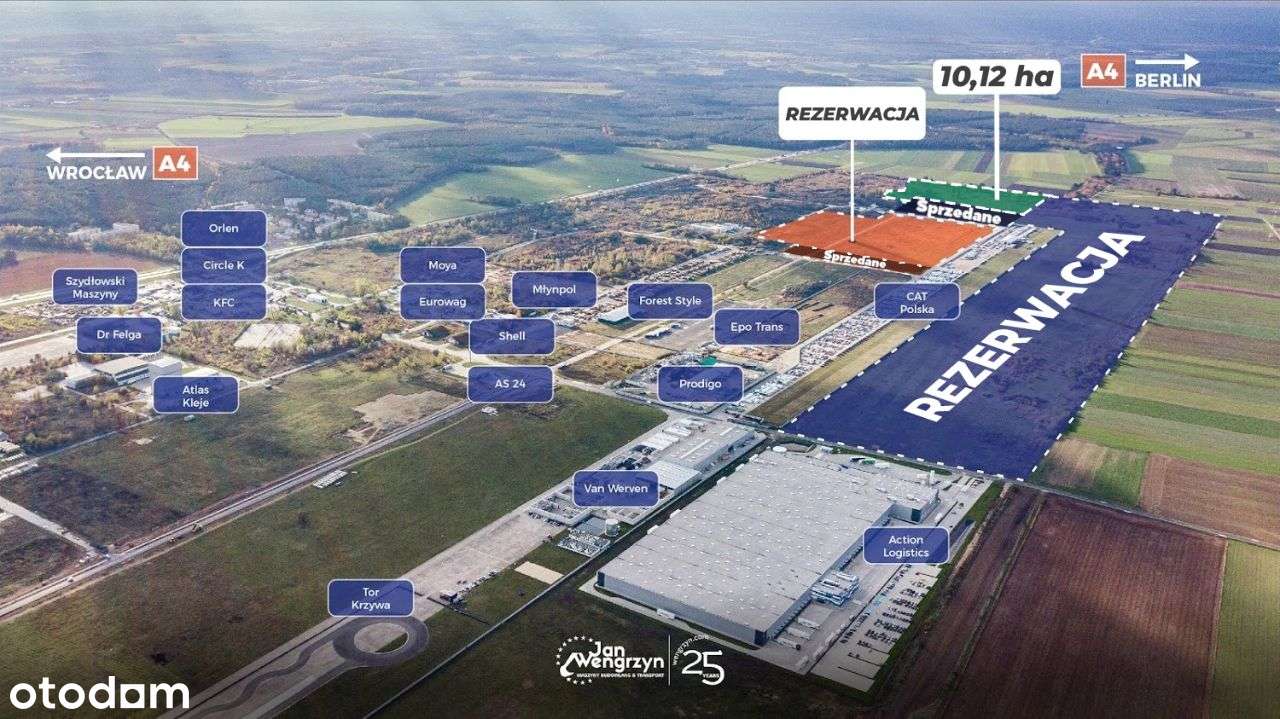 Działka przy skrzyżowaniu autostrad A4, A18, MPZP-10