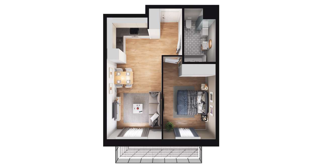 2-pokojowe mieszkanie 42m2 + balkon Bezpośrednio - Pełny obrazek: 2/8