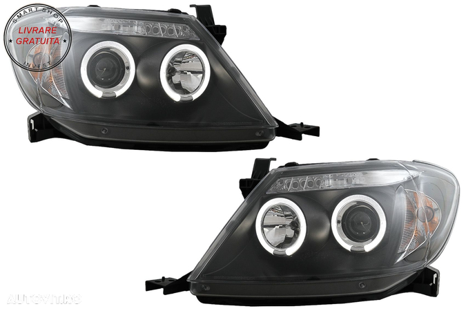 Faruri Angel Eyes Toyota Hilux (2005-2011) Negru- livrare gratuita - 1