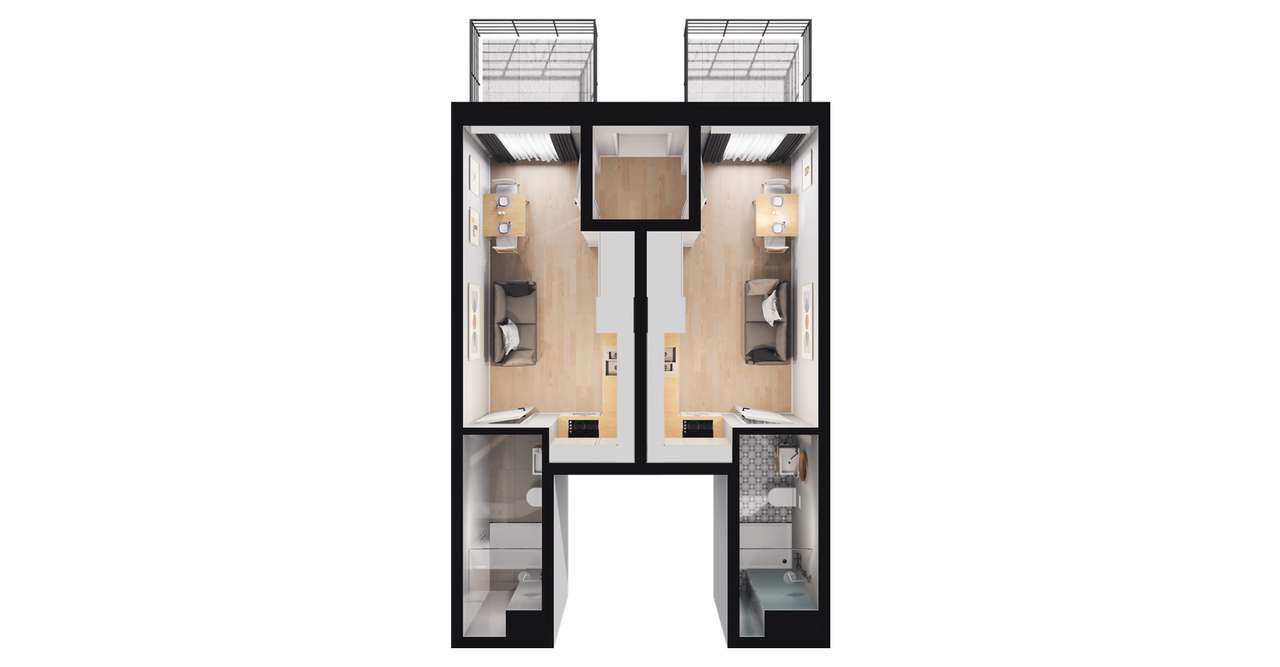 2-pokojowy apartament inwestycyjny 36m2 + 2 tarasy - Pełny obrazek: 2/6