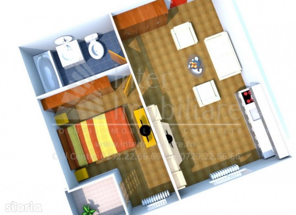 Apartament  2 camere Pacurari , 47 metri, etaj 2 Cod:130084