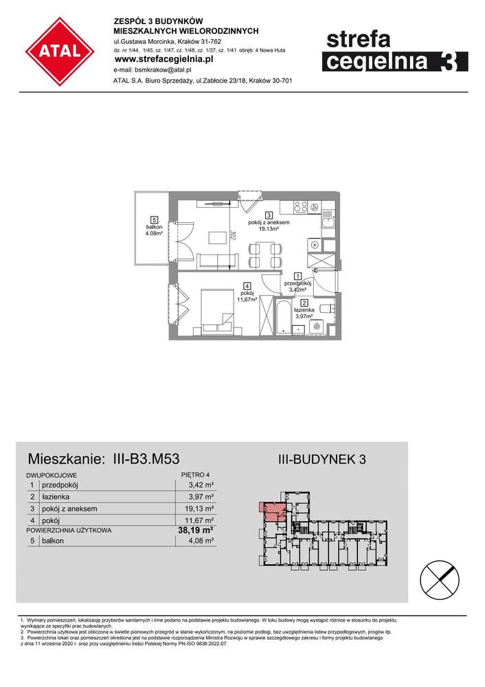 2-pokojowe mieszkanie 38m2 + balkon - Pełny obrazek: 2/7