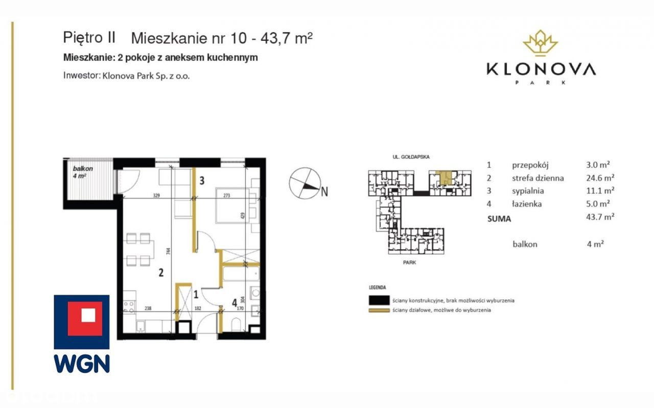 Mieszkanie, 43,70 m², Olecko