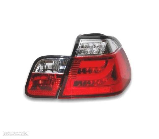 FAROLINS TRASEIROS LED PARA BMW E46 01-05 VERMELHO CROMADO - 3