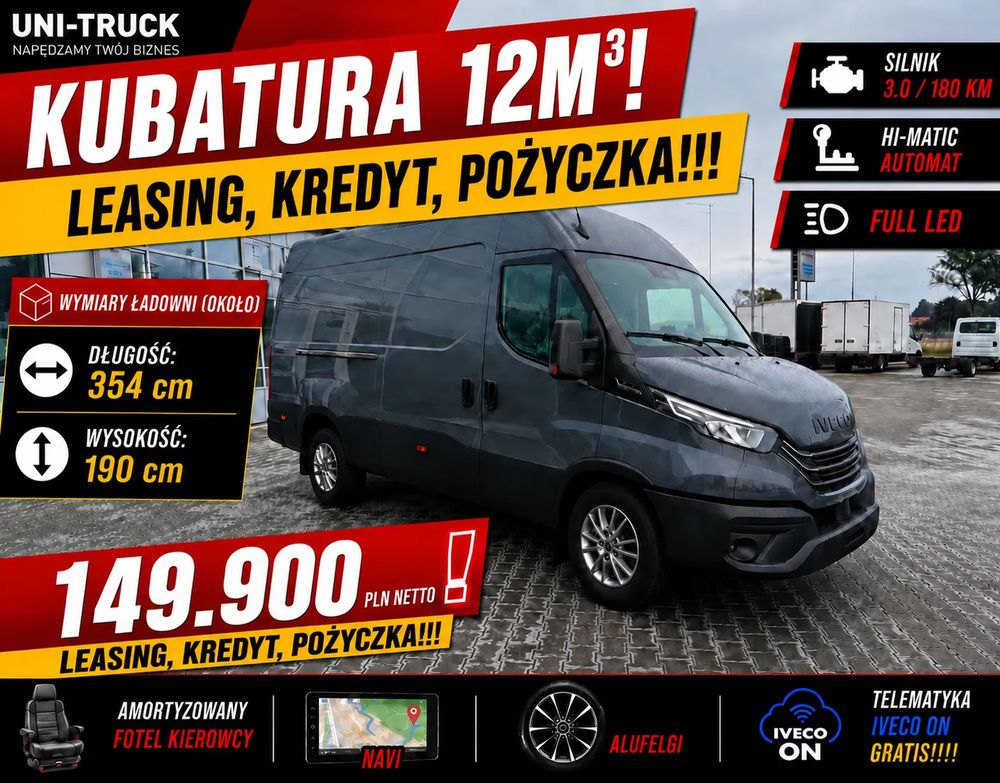 Iveco HIT SPRZEDAŻY,DOSTĘPNY OD RĘKI,kubatura 12m3 Atrakcyjne ceny,Twój biznes zasługuje na nowe Daily z silnikiem 3.0