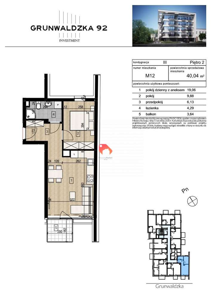 2 pokoje, nowa inwestycja Okole, balkon! - Pełny obrazek: 5/5