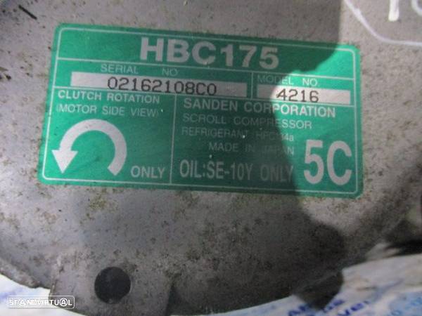 Compressor AC HBC175 HONDA CIVIC FD3 2010 1.3 HYBRID 95CV 4P PRETO HYBRIDO GASOLINA SANDEN - 4