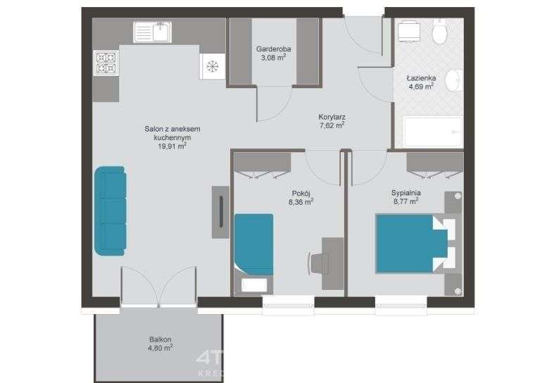 Mieszkanie 3pok.stan deweloperski. Wyższy standard - Pełny obrazek: 4/4