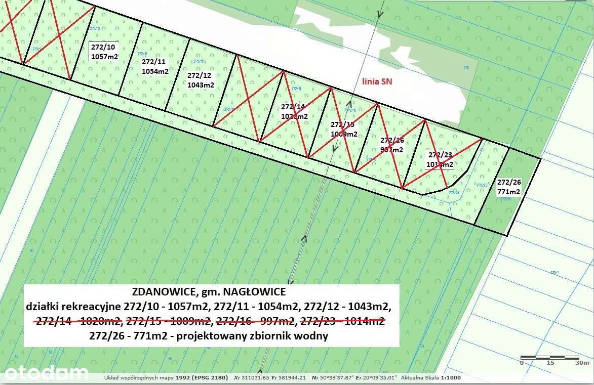 Tania działka rekreacyjna 1054m2 (plan) cena 54.900zł (f-ra 23% VAT)-6
