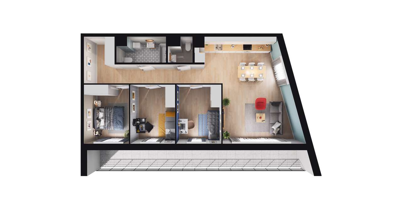 4-pokojowe mieszkanie 83m2 + loggia Bez Prowizji - Pełny obrazek: 2/8