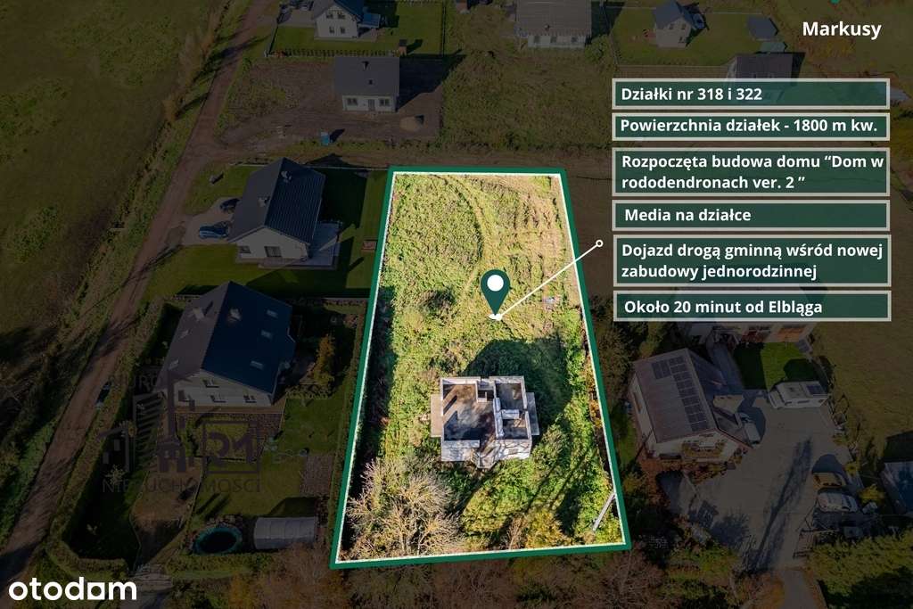 Dwie działki z rozpoczętą budową domu – Markusy-0