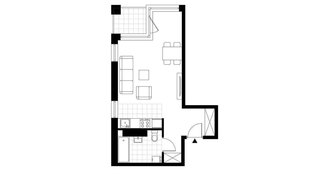 1-pokojowe mieszkanie 36m2 + balkon - Pełny obrazek: 3/8