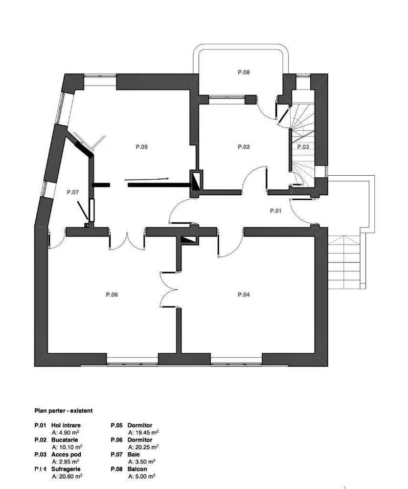 Casă pe un singur nivel, 3 camere+pivniță. Pod și curte.Zona Sub Arini - Imagine principală: 4/20